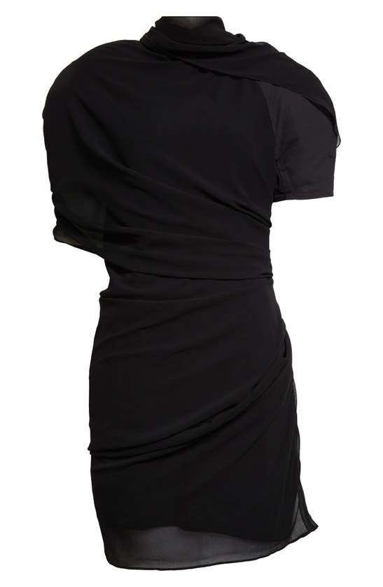 Shop Jacquemus La Robe Castagna Draped Mousseline Dress In Black