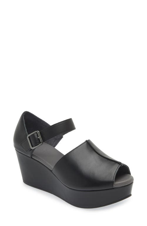 Shop Chocolat Blu Wawa Platform Wedge Sandal In Black Leather