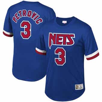 Men's Mitchell & Ness Drazen Petrovic Royal Brooklyn Nets Hardwood Classics  Name & Number Player T-Shirt