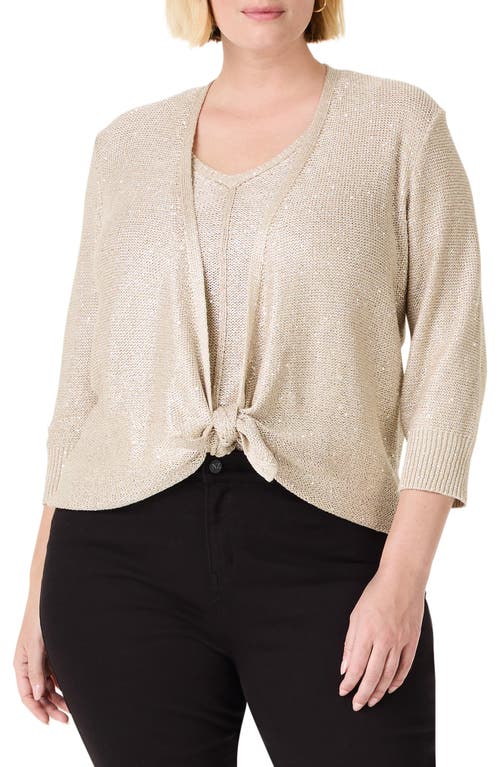 Shop Nic + Zoe Nic+zoe Subtle Sparkle 4-way Cotton Blend Cardigan In Brown Rice