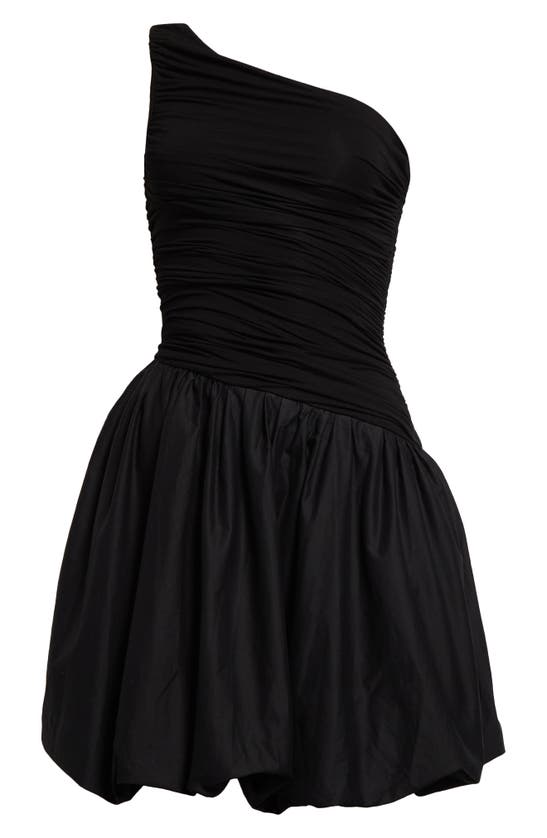 Shop Elexiay Lagos Asymmetric One-shoulder Mixed Media Dress In Black