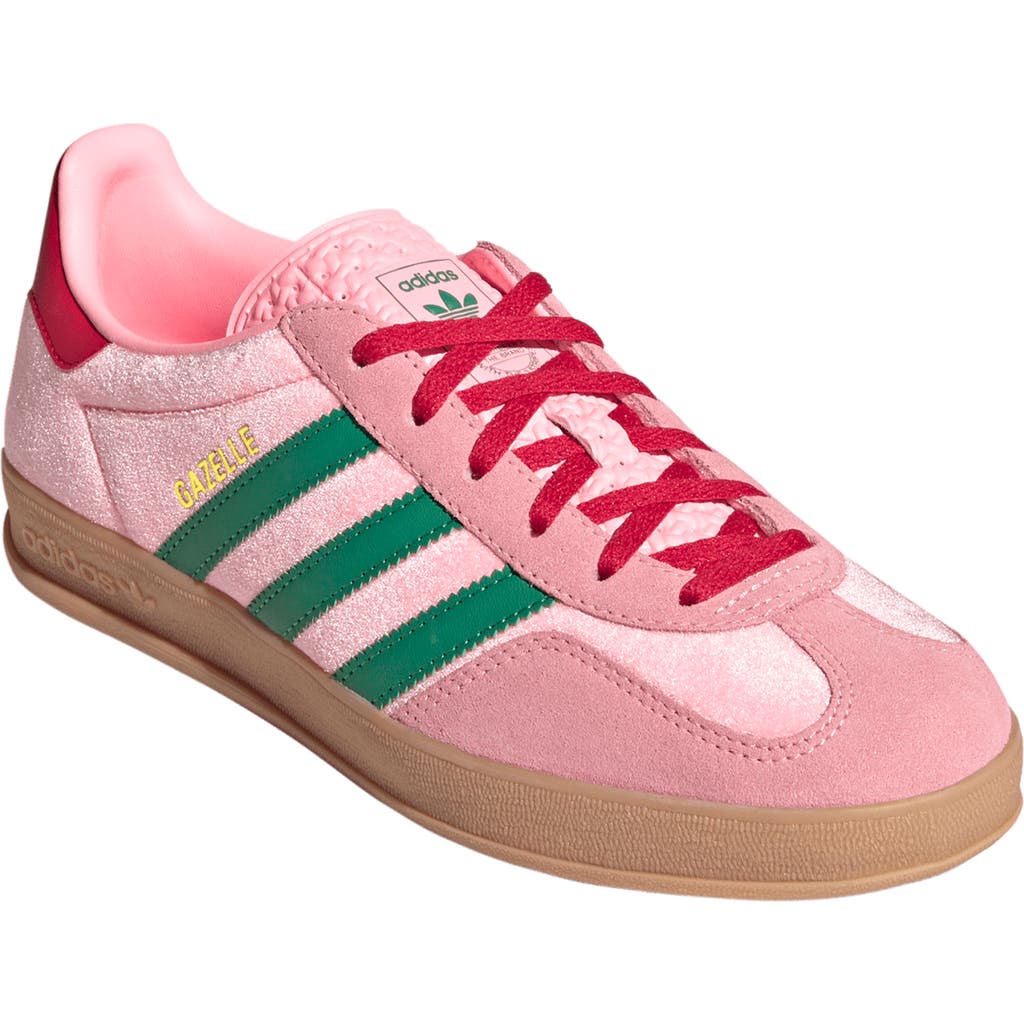 adidas Gazelle Indoor Sneaker in Pink/Court Green/Gum