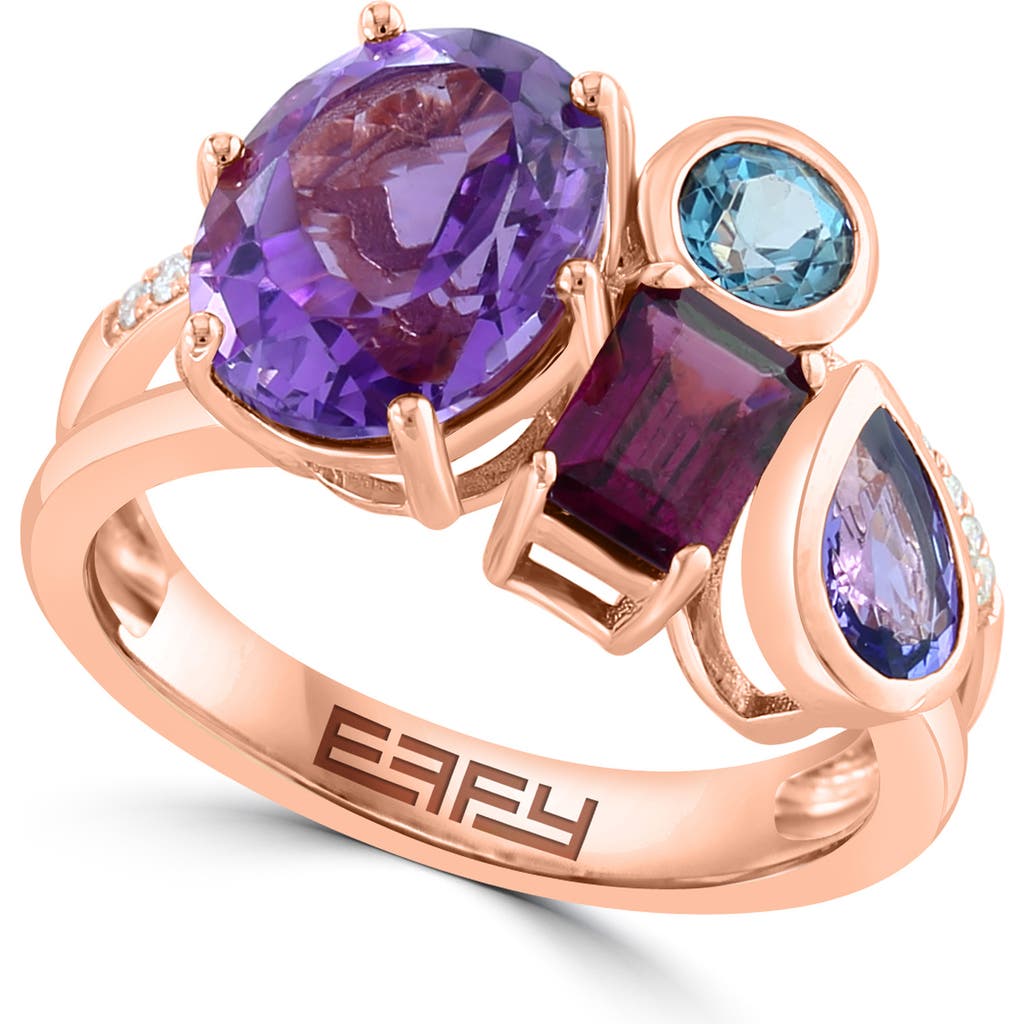 Shop Effy Amethyst London Blue Topaz & Diamond Ring In Rose Gold/multi