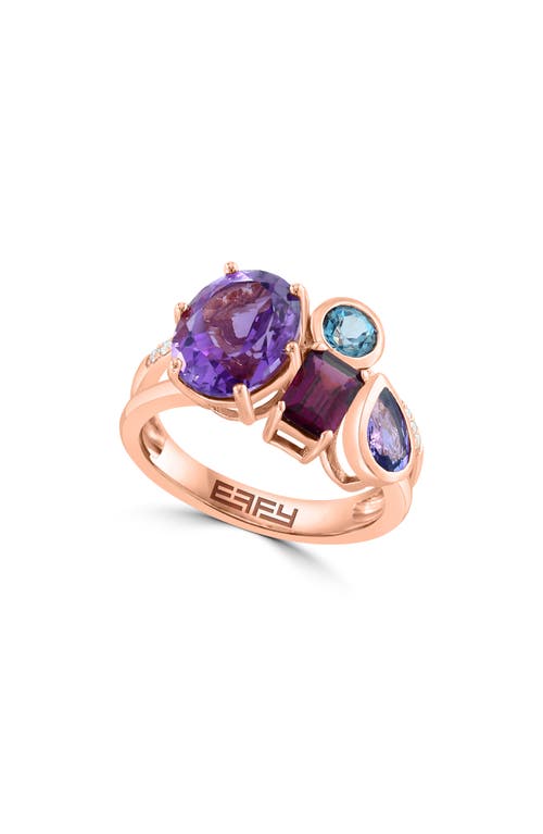 Shop Effy Amethyst London Blue Topaz & Diamond Ring In Rose Gold/multi