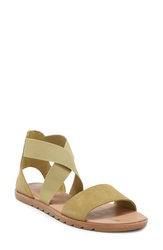 Sorel Ella Ii Sandal In Olive Shade/ Chalk