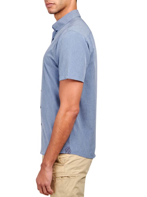 Brooklyn Brigade Solid 4-way Stretch Performance Shirt In Blue Heather