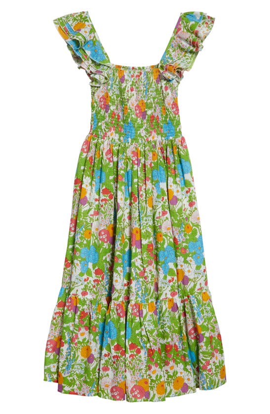 Mille Olympia Smocked Midi Dress In Summer Garden