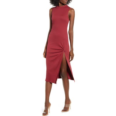 All In Favor Slit Sheath Dress, Red