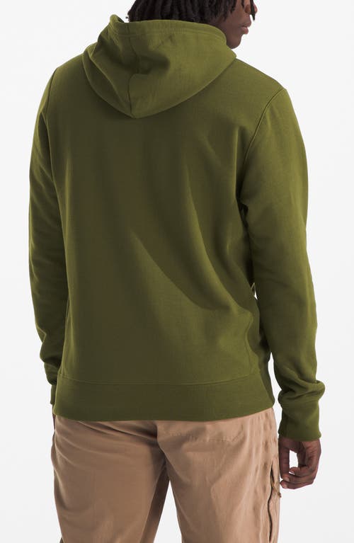 Shop The North Face Heritage Patch Recycled Cotton Blend Hoodie In Forest Olive/heritage Patch