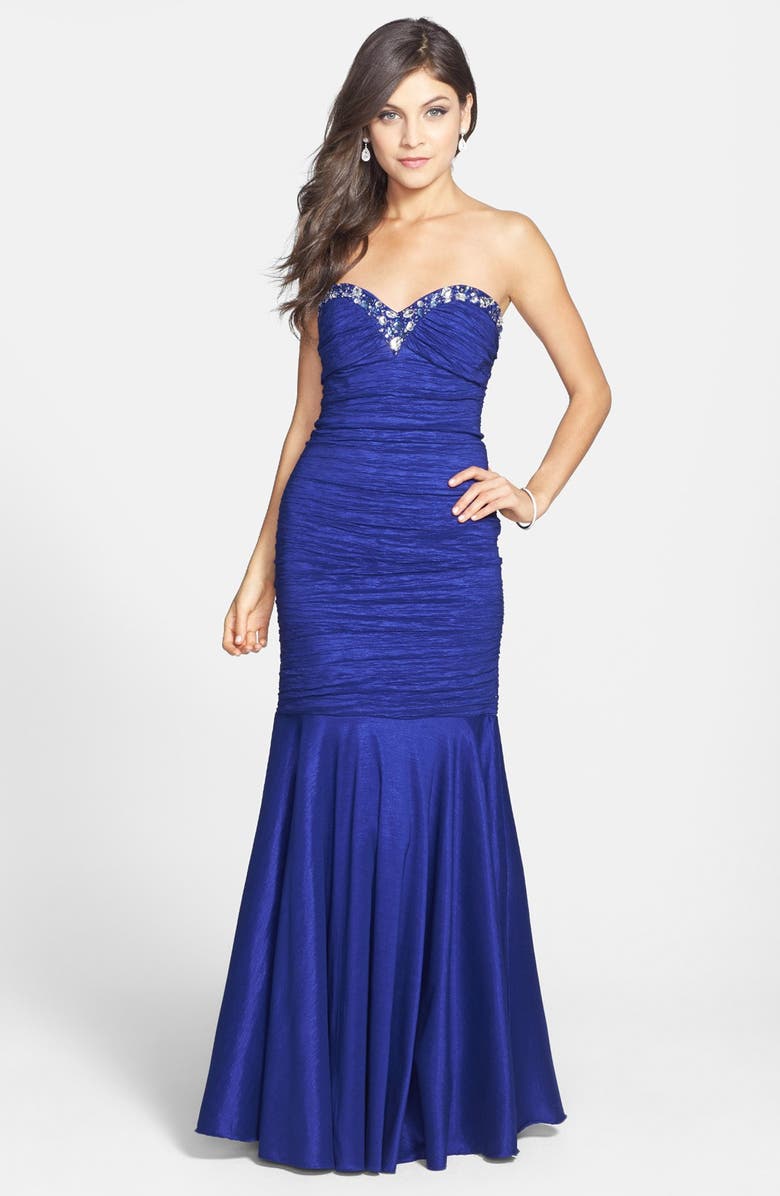 Jump Apparel Strapless Taffeta Trumpet Gown (Juniors) | Nordstrom