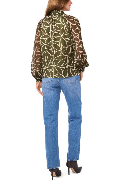 VINCE CAMUTO VINCE CAMUTO FLORAL LONG SLEEVE GEORGETTE TOP