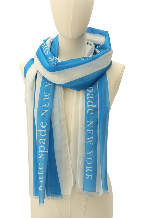 Shop Kate Spade New York Awning Stripe Scarf In Shaker Blue