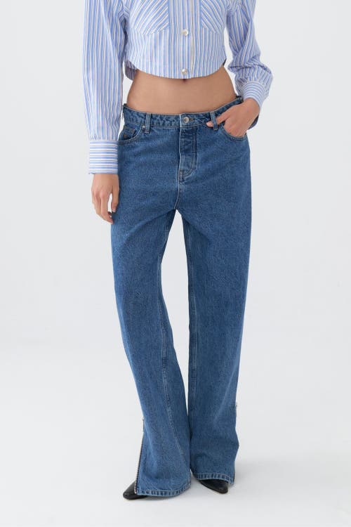 Shop Nocturne Boyfriend Jeans With Side Combination Zipper In Blue