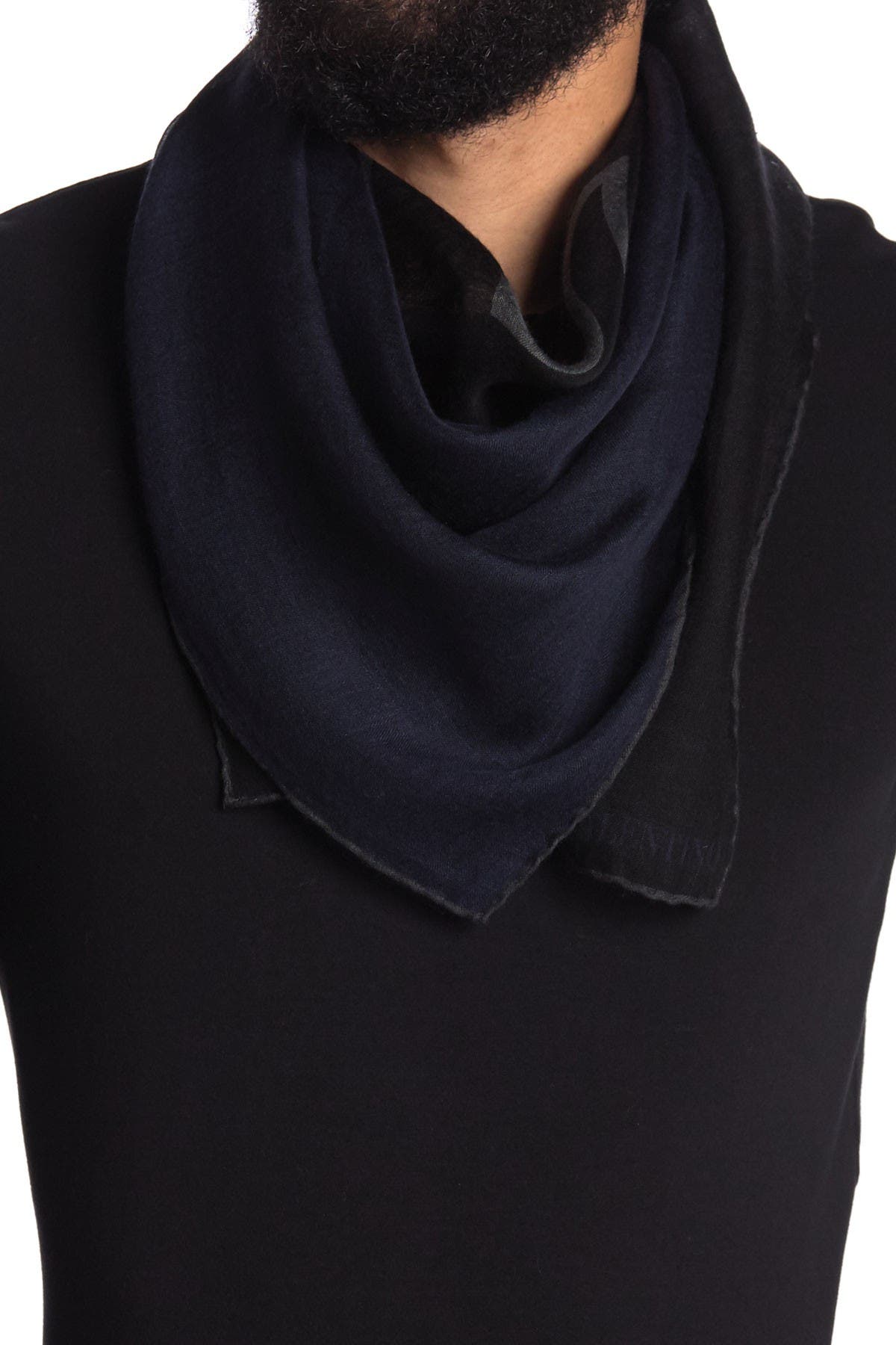 Valentino Panther Cashmere Blend Foulard Square Scarf In Navy