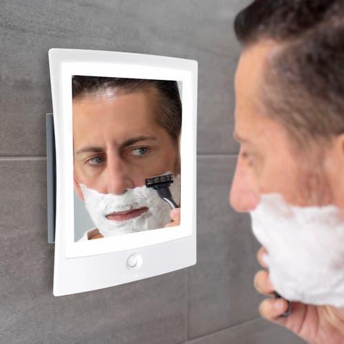Zadro Fogless Lighted Shower Mirror With Mount & Rechargeable In White