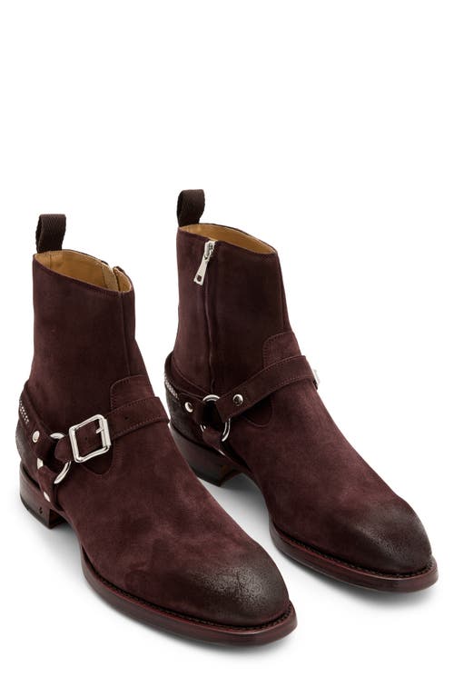 John Varvatos Regent Harness Chain Zip Boot in Oxblood 