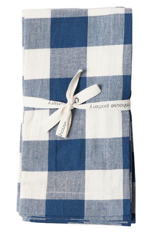 Farmhouse Pottery Set of 4 Farmer's Gingham Check Napkins in Navy at Nordstrom