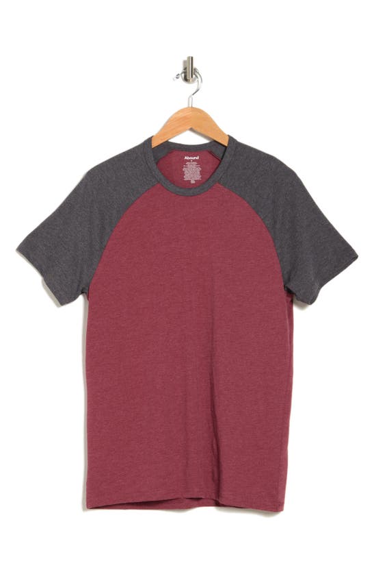 Abound Colorblock Short Sleeve Baseball T-shirt In Red Rhubarb Heather