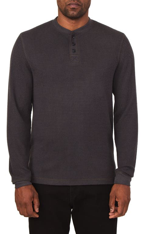 The Fireside Waffle Knit Henley in Charcoal
