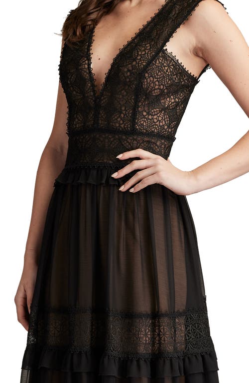 Tadashi Shoji Shiva Embroidered Tulle Gown In Black