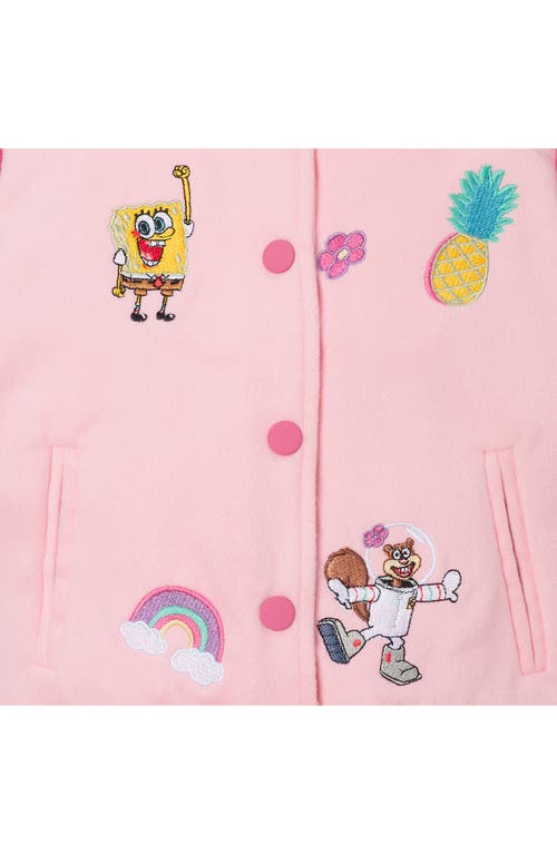 Shop Andy & Evan Kids' Spongebob® Embroidered Colorblock Bomber Jacket In Pink