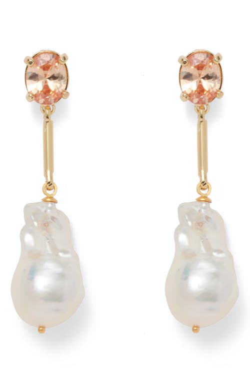 Shop Lady Grey Baroque Pearl Drop Earrings In Gold/peach/pearl