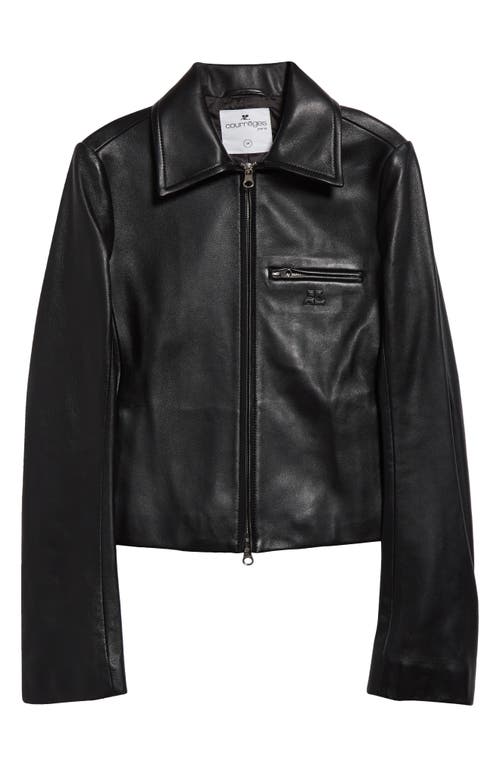 Shop Courrèges Ac Logo Leather Jacket In Black