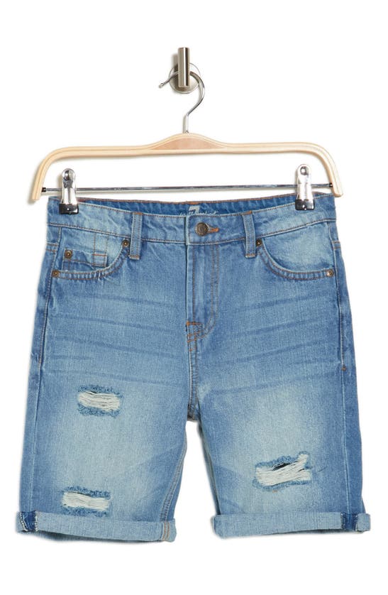 Shop 7 For All Mankind Kids' Distressed Denim Shorts In Blue Denim