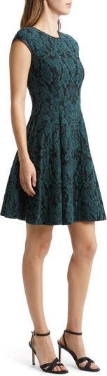 Vince Camuto Jacquard Sleeveless Fit Flare Dress Women's Clothing : 14
