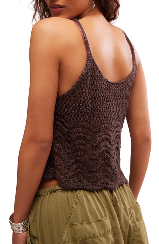 Shop Free People Summer Breeze Open Knit Camisole In Chocolate Combo