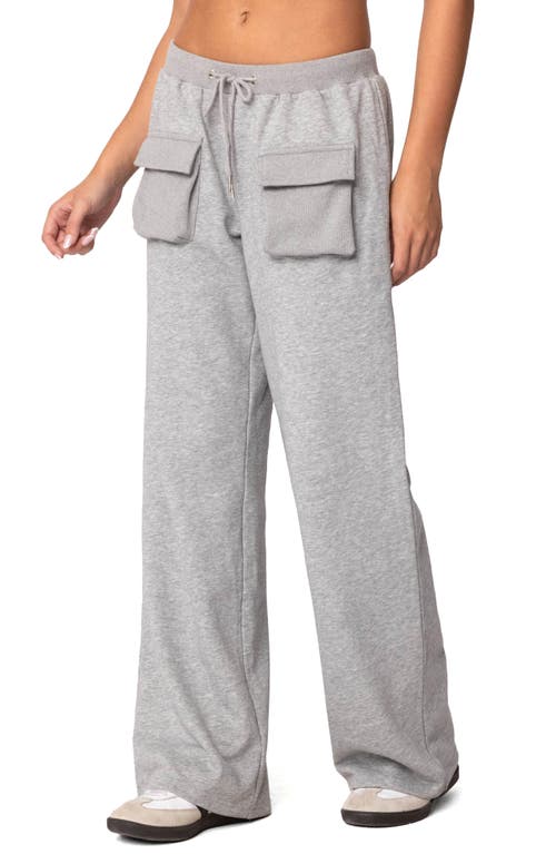 Edikted Bailey French Terry Cargo Pants In Gray Melange