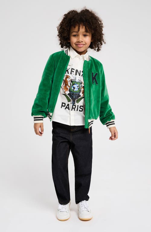 Shop Kenzo Kids' Velveteen Jacket In Green