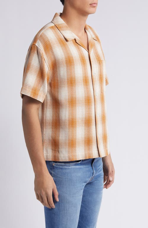 Shop Frame Baja Plaid Short Sleeve Cotton Button-up Shirt In Rust