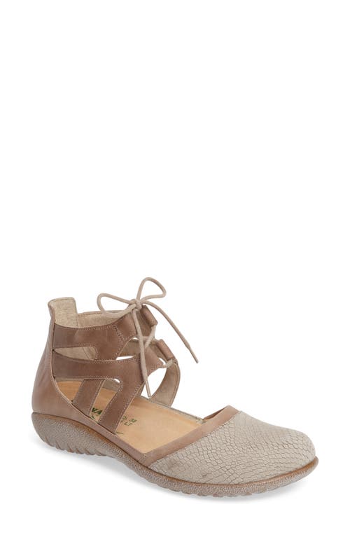 Kata Lace-Up Sandal in Beige Leather