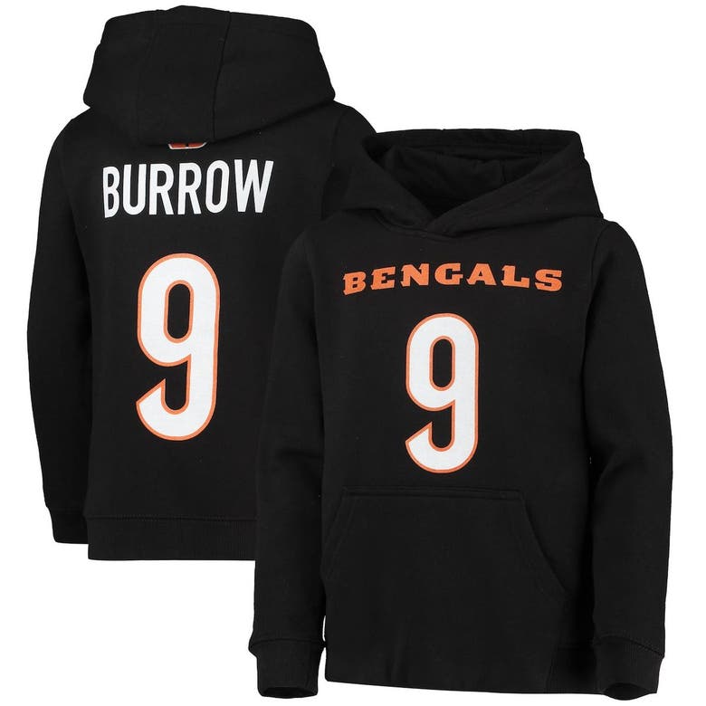 OUTERSTUFF YOUTH JOE BURROW BLACK CINCINNATI BENGALS MAINLINER PLAYER NAME & NUMBER PULLOVER HOODIE