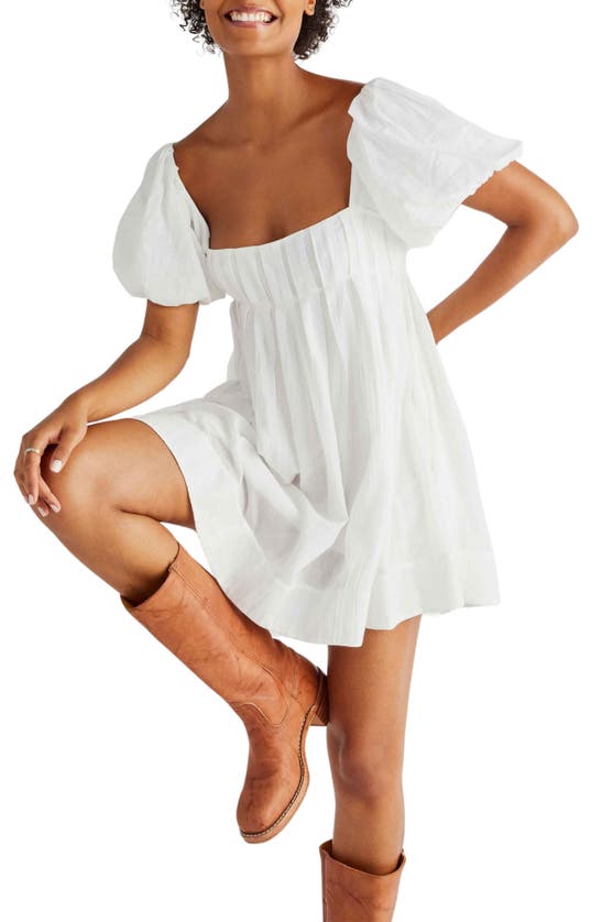 Free People Marina Tie Back Cotton Crinkle Babydoll Dress In Ivory