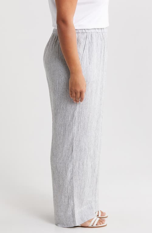 Shop Eileen Fisher Organic Linen Wide Leg Pant In White/black