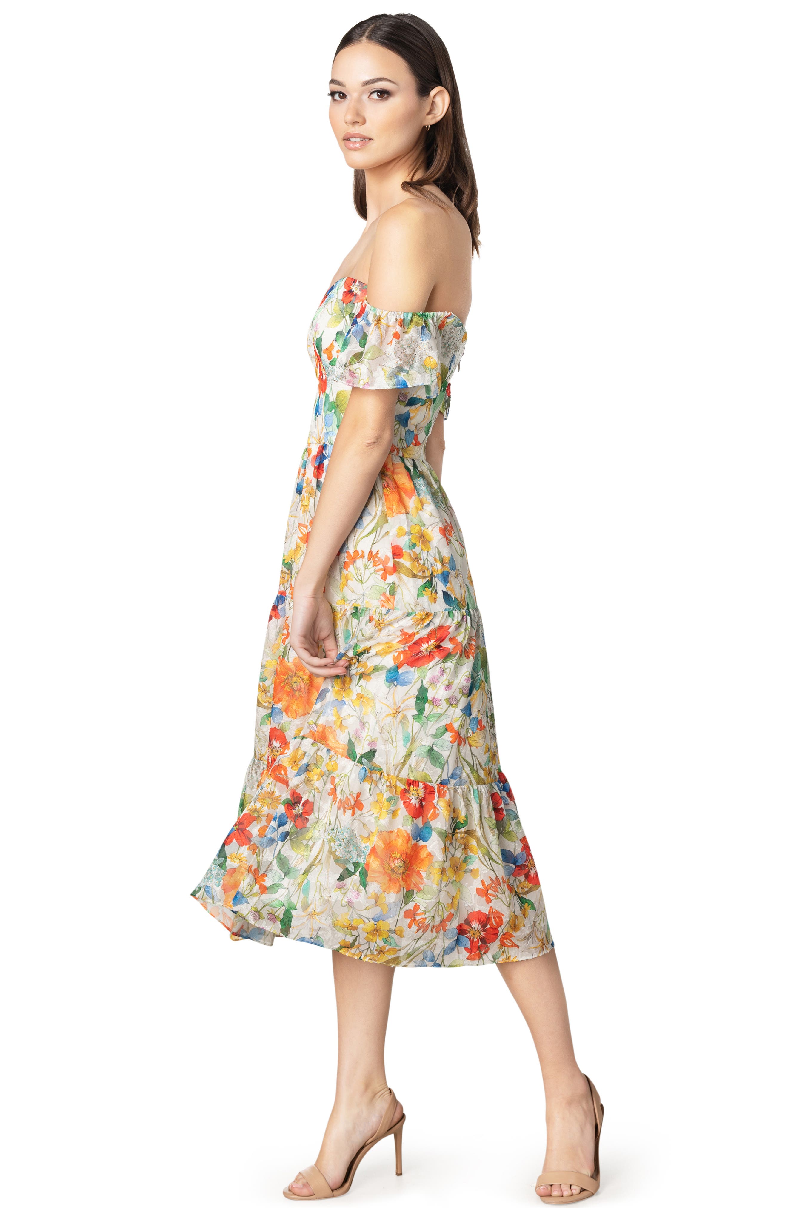 the Shoulder Tiered Midi Dress 