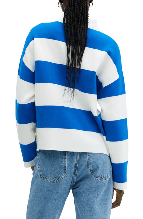 Mango Stripe Funnel Neck Sweater In Vibrant Blue