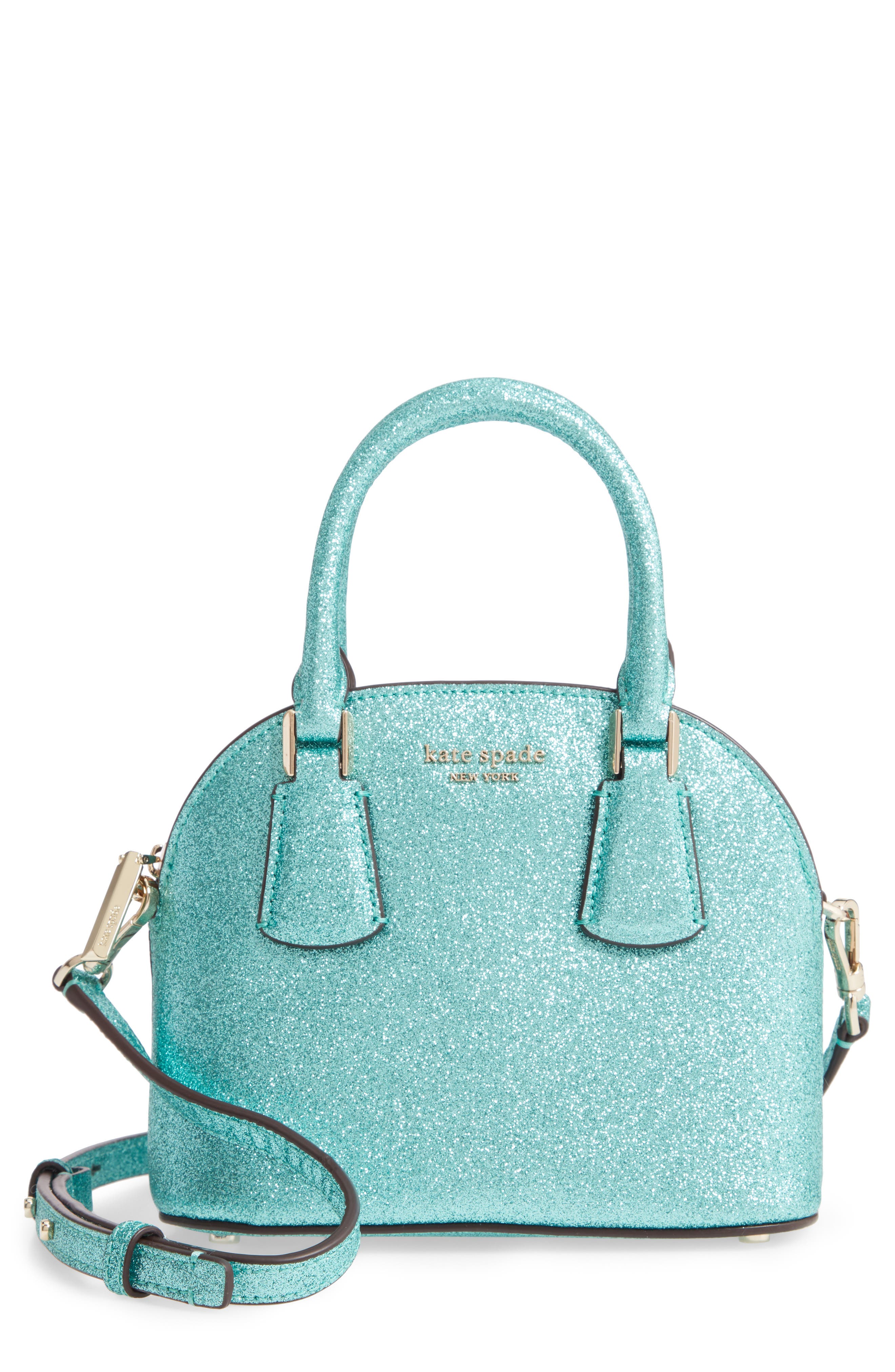 Kate Spade Sylvia Mini Dome Glitter Leather Satchel Bag In Green