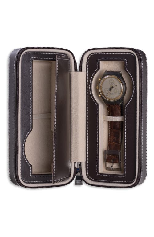 Shop Bey-berk Leather Watch Travel Case In Brown