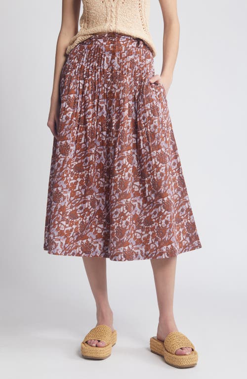 SESSÙN Tassili Sun Print Button Front Midi Skirt Rust Maybell at Nordstrom, Us