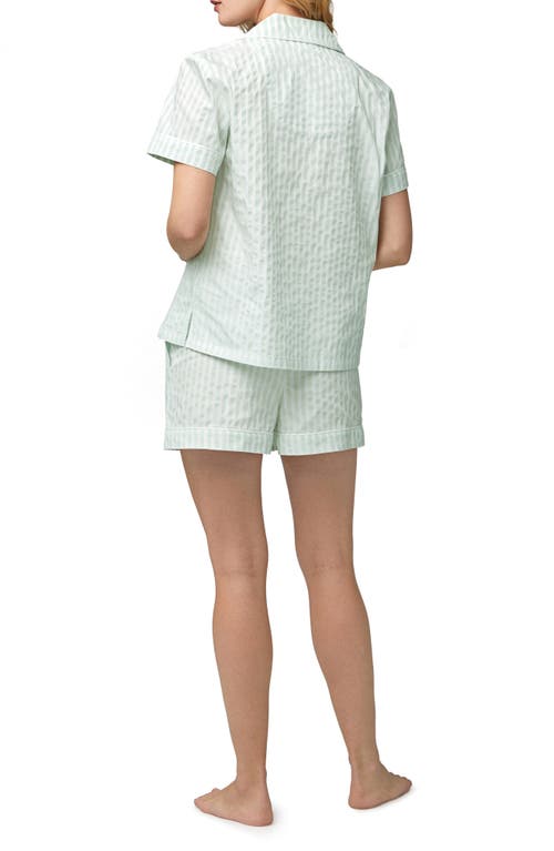 Shop Bedhead Pajamas 3d Stripe Organic Cotton Sateen Short Pajamas In Mint 3d Stripe