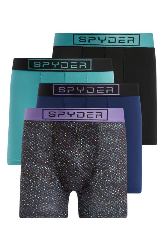 Shop Spyder 4-pack Boxer Briefs In Purple/teal/black