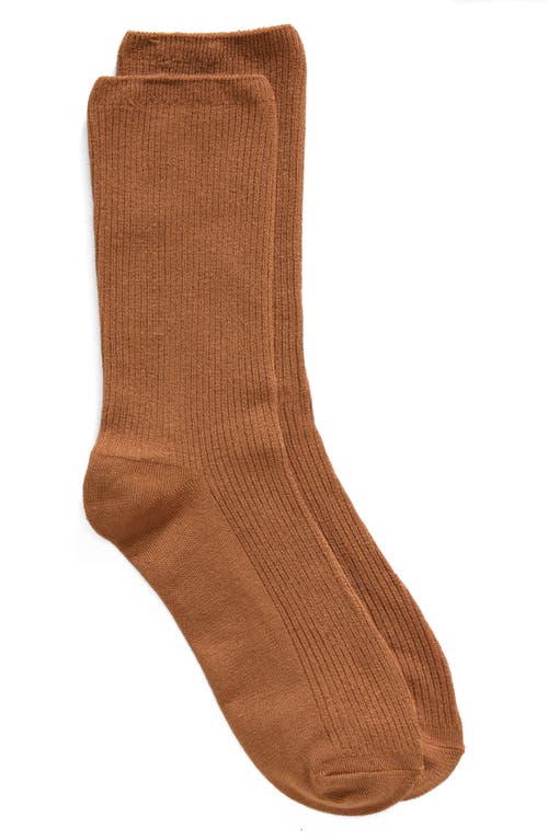 Shop Nordstrom Rib Crew Socks In Tan Thrush