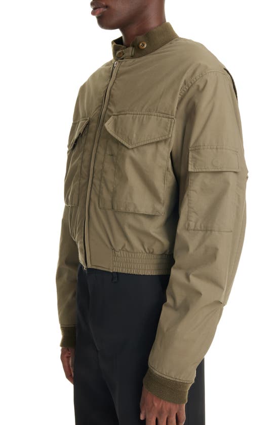 Shop Givenchy Military Crop Bomber Jacket In Olive Green