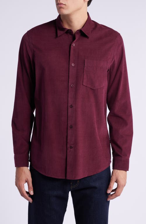 Nordstrom Trim Fit Fine Wale Corduroy Button-up Shirt In Burgundy Royale