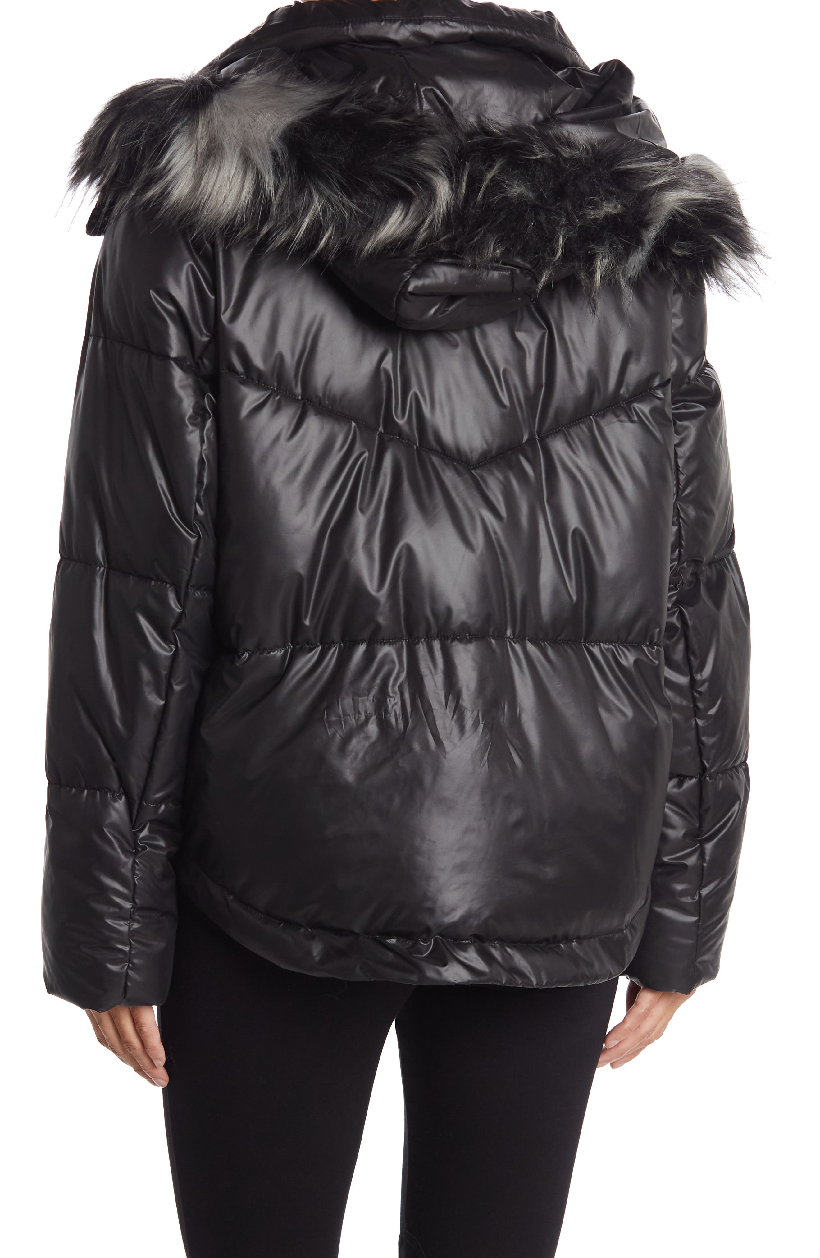 andrew marc faux fur trim hood puffer jacket