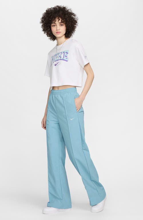 Shop Nike Wide Leg Pants In Denim Turquoise/sail