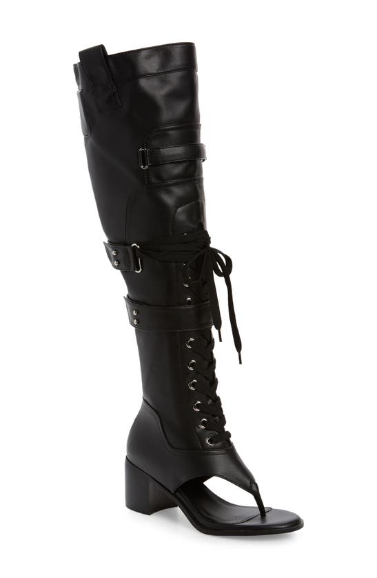 Shop Azalea Wang Rhysand Knee High Sandal Boot In Black